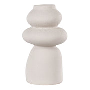 Vaso in gres beige con forme organiche, ø14,5x26,5 cm