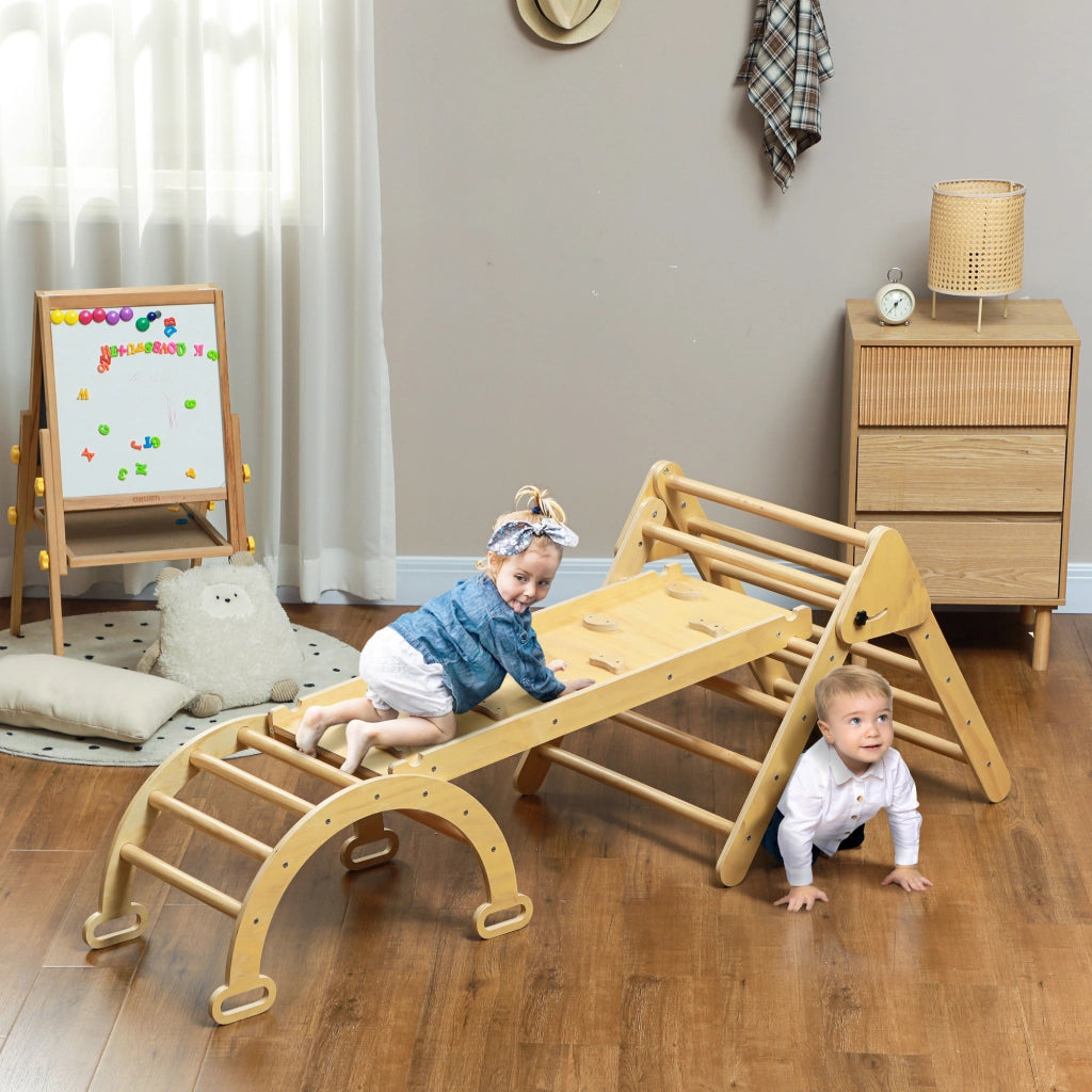 Triangolo Montessori 5 in 1 con Rampa e Arco ¨C Xylo ¨C Legno Naturale 178x64,5x63 cm