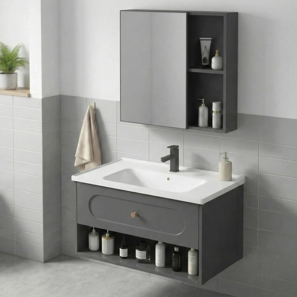 Set Di Mobili Da Bagno Con Lavabo River 60cm Grey