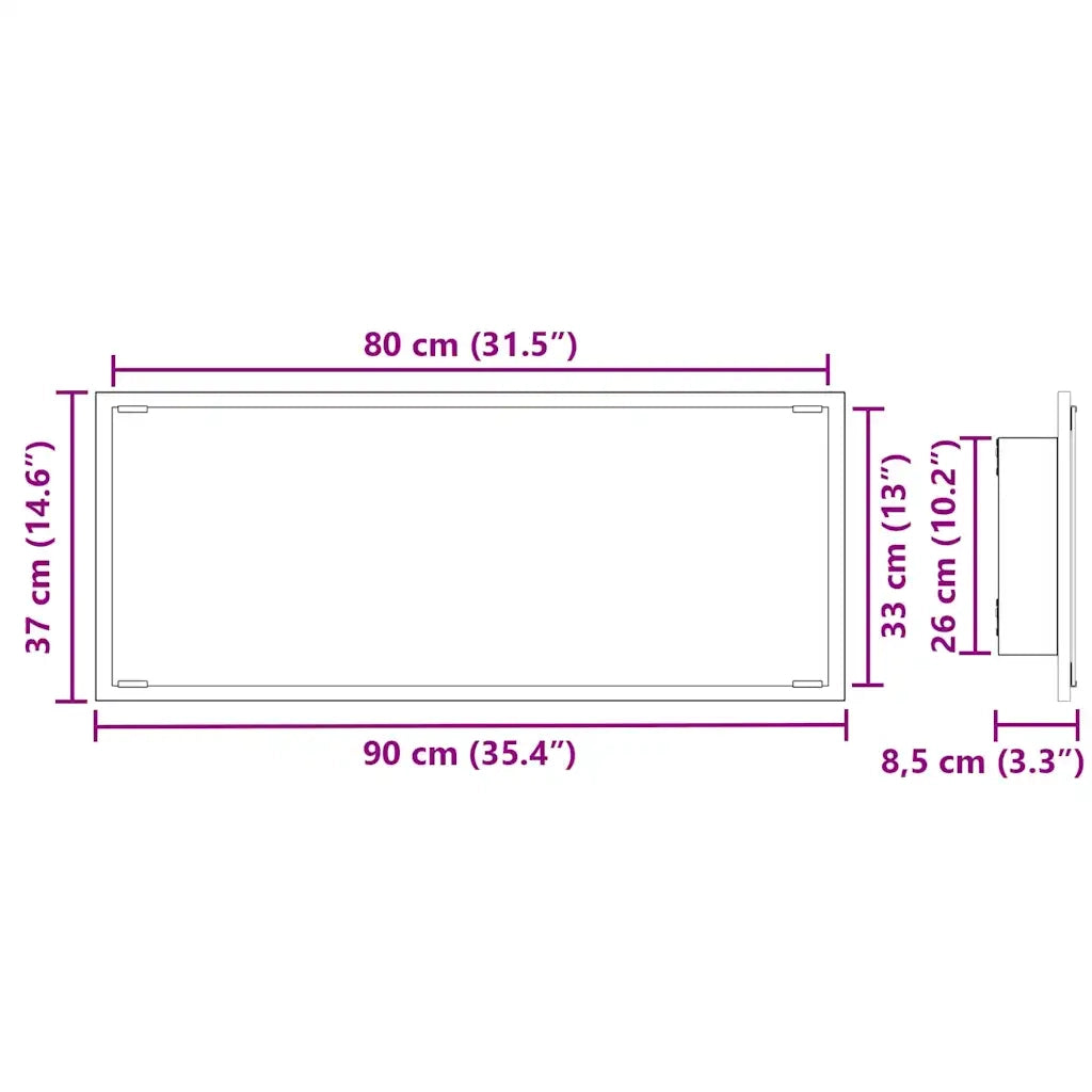 Specchio Legno vecchio 90 x 8,5 x 37 cm Legno multistrato