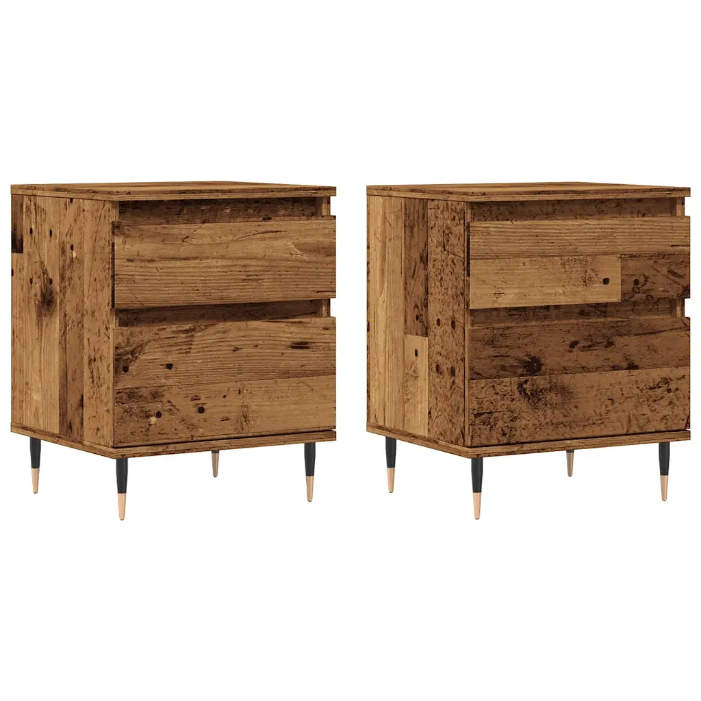 Comodini 2pz Legno Antico 40x35x50 cm in Legno Multistrato 857397