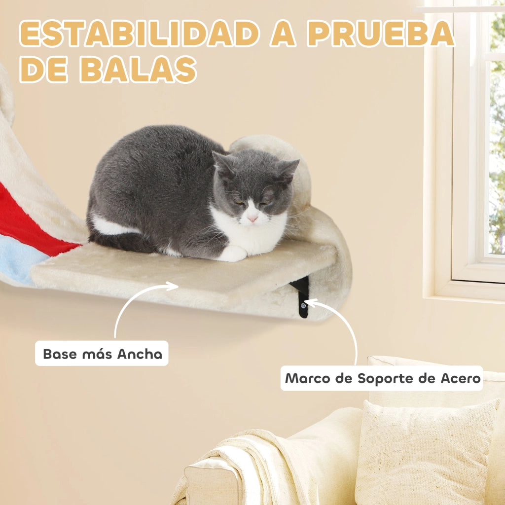 Gioco per Gatti a Parete con Amaca e Piattaforme ¨C Minimal ¨C Beige