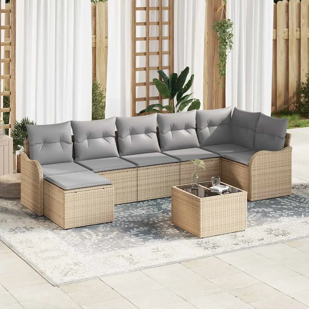 Set Divano da Giardino 8 pcs beige e grigio chiaro Poly Rattan 3354469