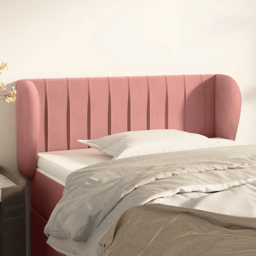 Testiera ad Orecchio-Testata con Orecchie Rosa 83x23x78/88 cm in Velluto 281436