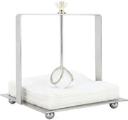 Sostegno per servizi con maniglie eleganti - Supporto per tessuti in metallo - Dispensatore quadrato per servizi - 13,5 x 13,5 x 15 cm - Adatto per ristoranti/alberghi/caffè