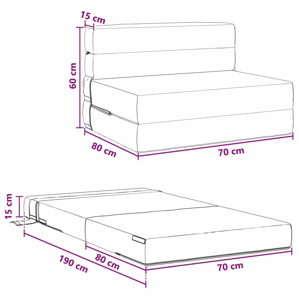 Divano letto | Sof¨¤ letto | Letto singolo Pieghevole Tortora 70 x 80 x 60 cm Tessuto