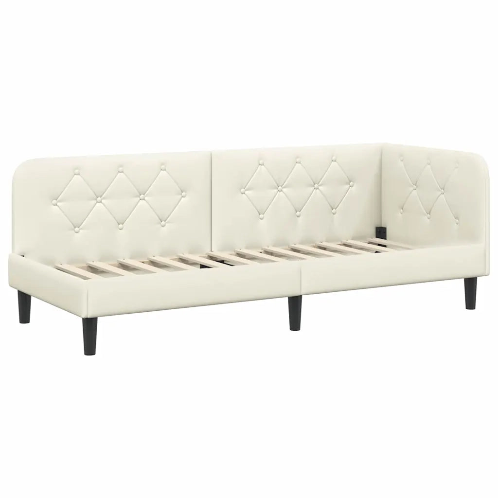 Cornice del letto ad angolo Crema 80 x 200 cm Velluto 42016593