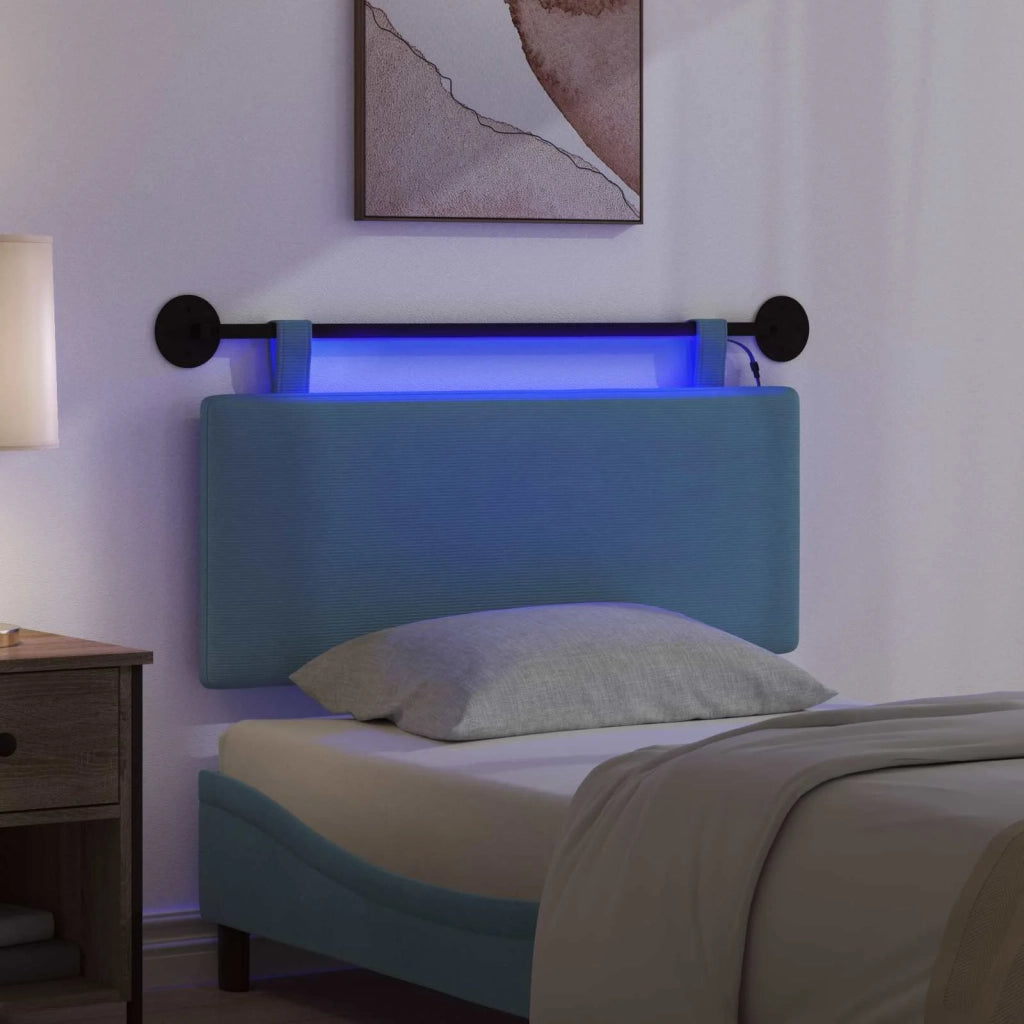 Testiera sospesa Con luce LED Blu Tessuto in Cords 3424293