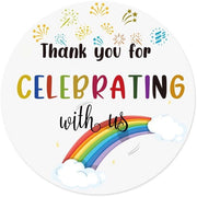 Etichette di Ringraziamento 120pz - Etichette Ronde 4cm - Universali per Festa di Matrimonio/Festa di Nascita - Confezioni di Regalo - Carta - Stile Arcobaleno
