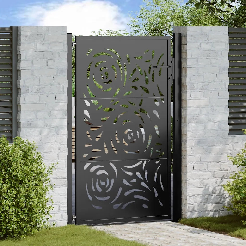 Cancello da giardino nero 100x150 cm in acciaio con design a fiamma 4100991