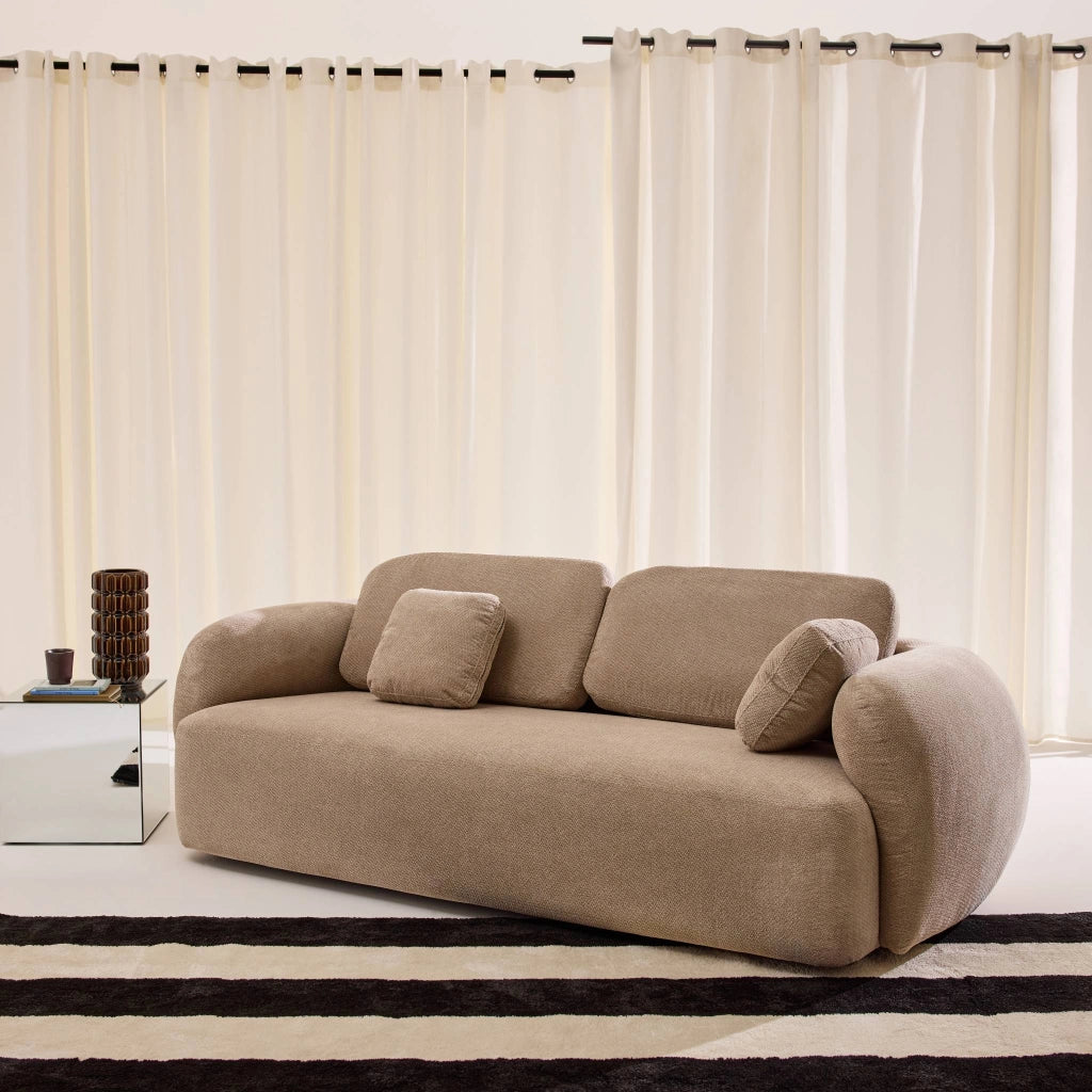 Divano in tessuto ciniglia, 3 posti, beige