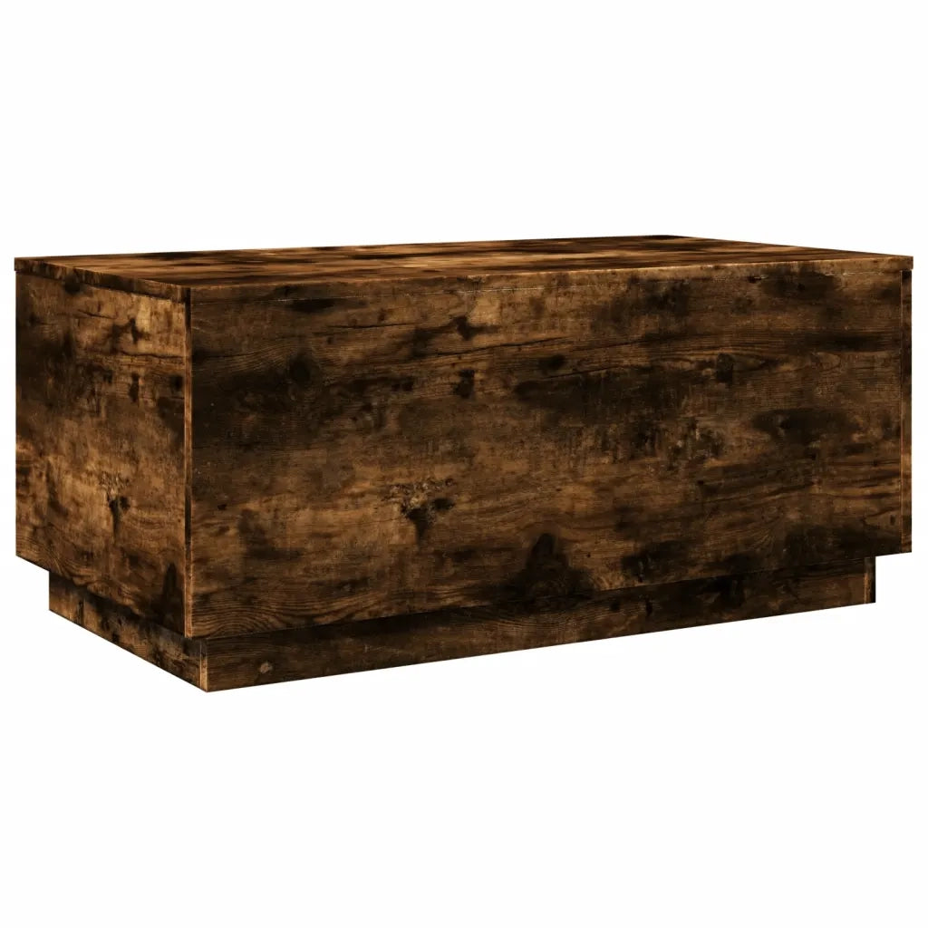 Tavolino da Soggiorno con Luci LED Rovere Fumo 90x50x40 cm 839879