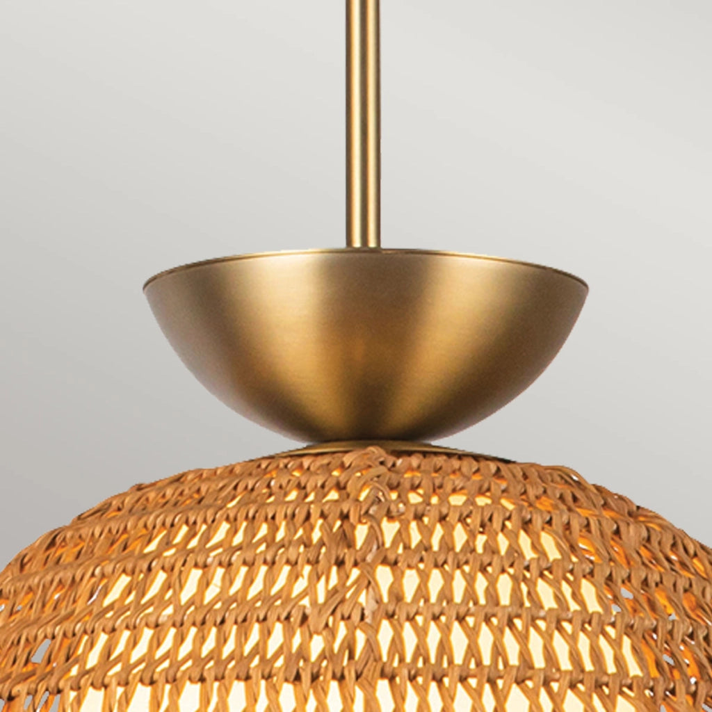 Sospensione boho Perth Alora rattan sfera opale oro E27