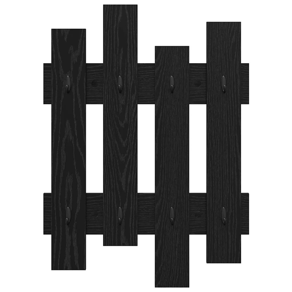 Appendiabiti a muro A parete Rovere Nero 60 x 3 x 82 cm 874476