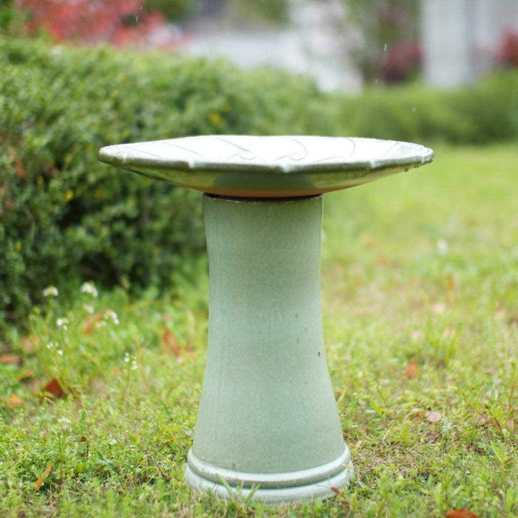 VASCA PER UCCELLI Ø 43 cm H 45 cm Ceramica Verde Chiaro