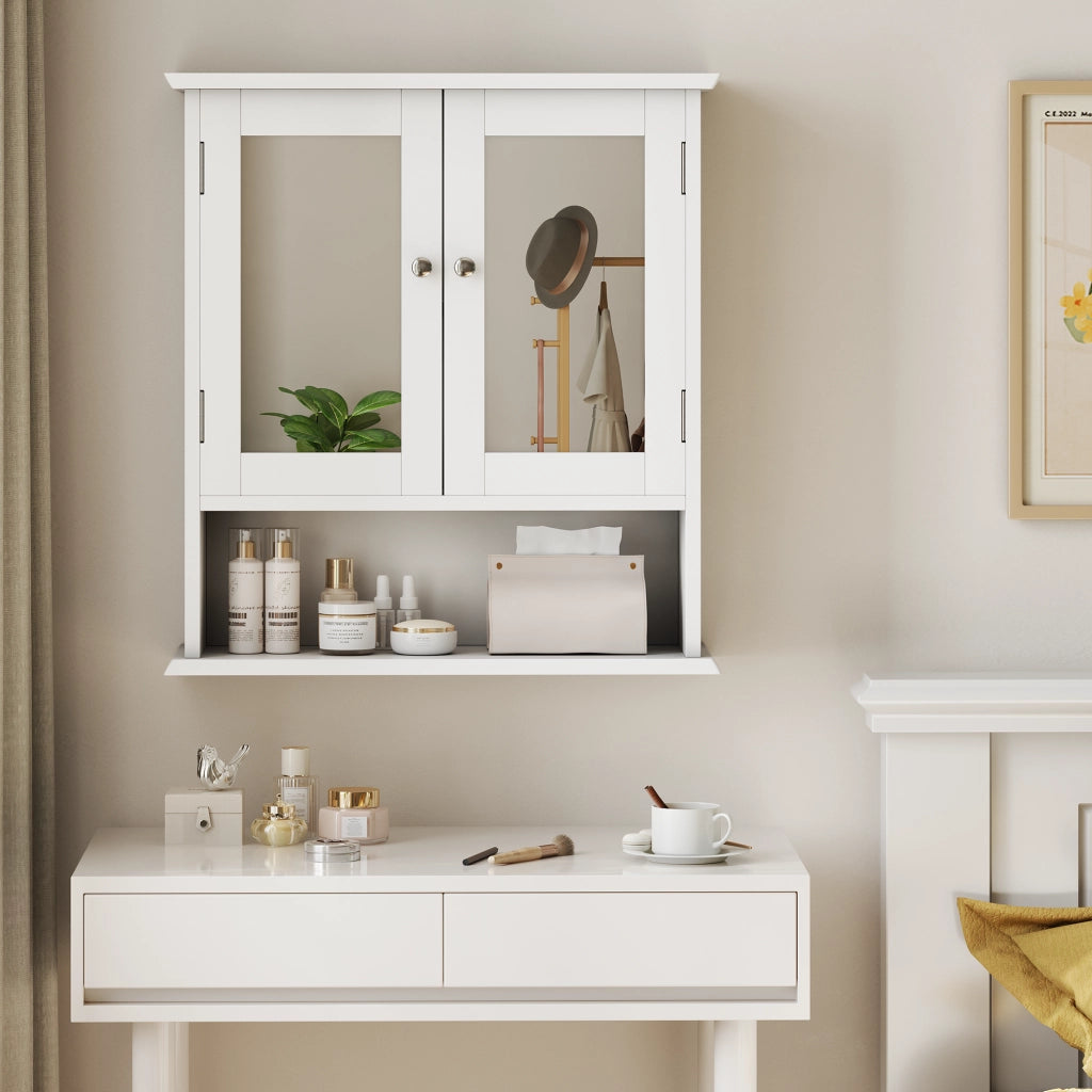 ARMADIO DA BAGNO con specchio 54,6 x 19,8 x 60 cm Bianco MDF