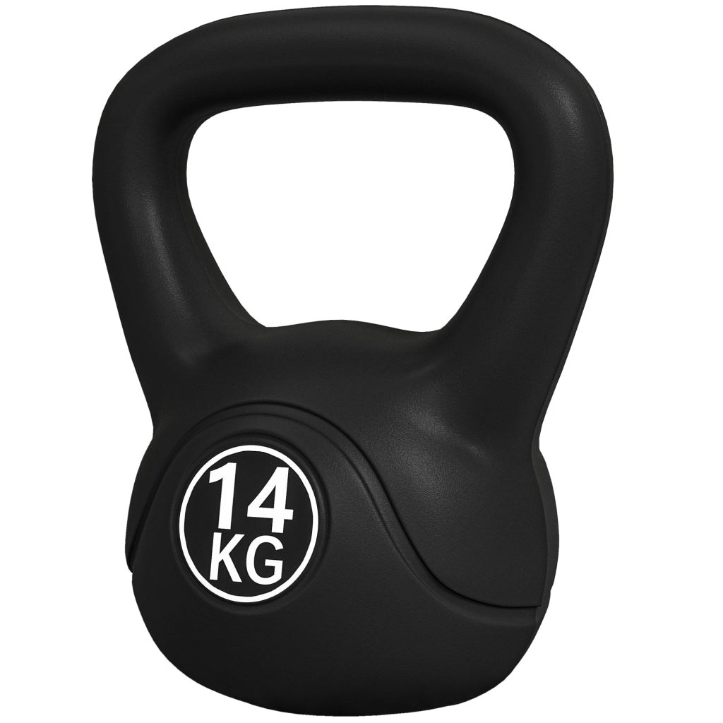 Kettlebell 14 kg ¨C Xylo ¨C Riempimento Sabbia Impugnatura Antiscivolo 26x18x32 cm Nero