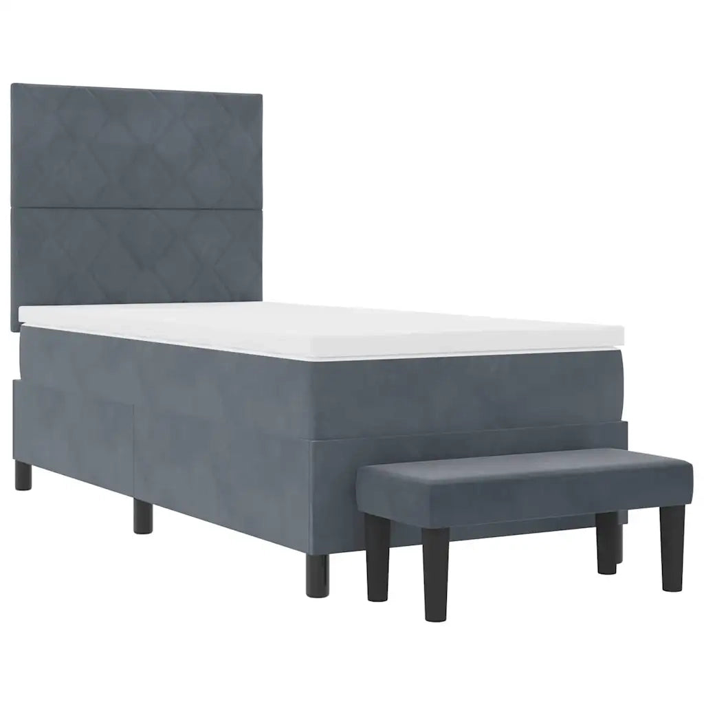 Letto a molle con testiera Grigio scuro 200 x 90 cm Velluto 3344553