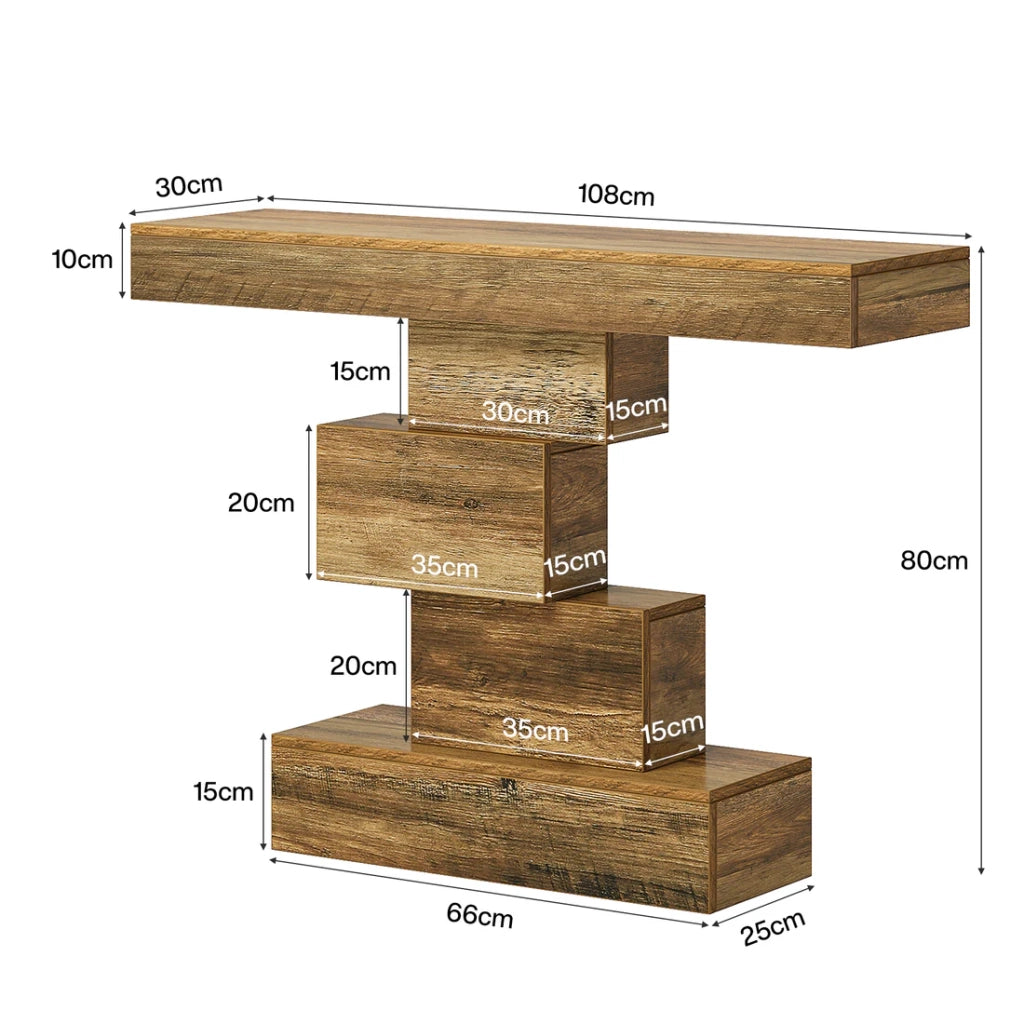 CONSOLLE da ingresso 108x30x80 cm Legno Marrone Chiaro