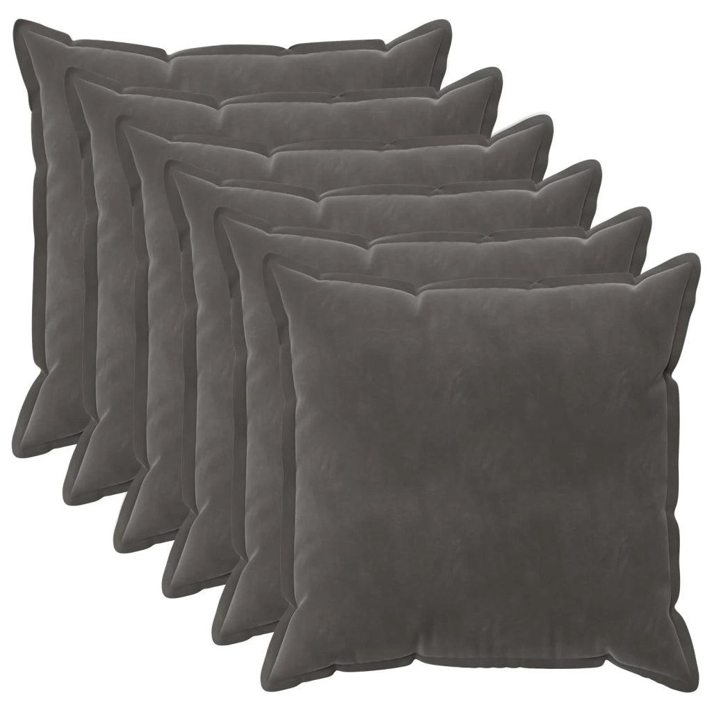 Federa 6 pcs HOUTEN Grigio Scuro 70 x 70 cm Velluto 921278