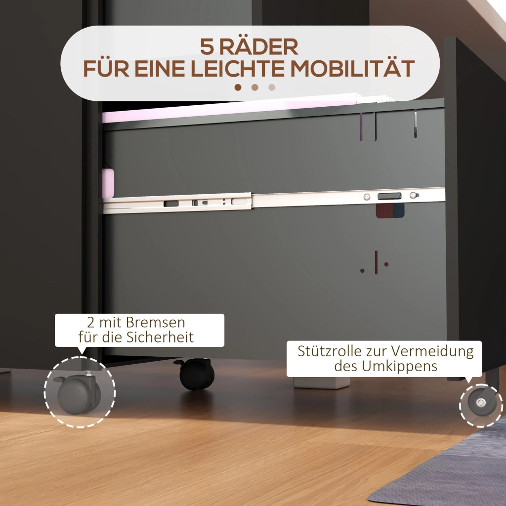 Cassettiera con ruote ¨C Minimal ¨C nero 37x43.5x67.5 cm