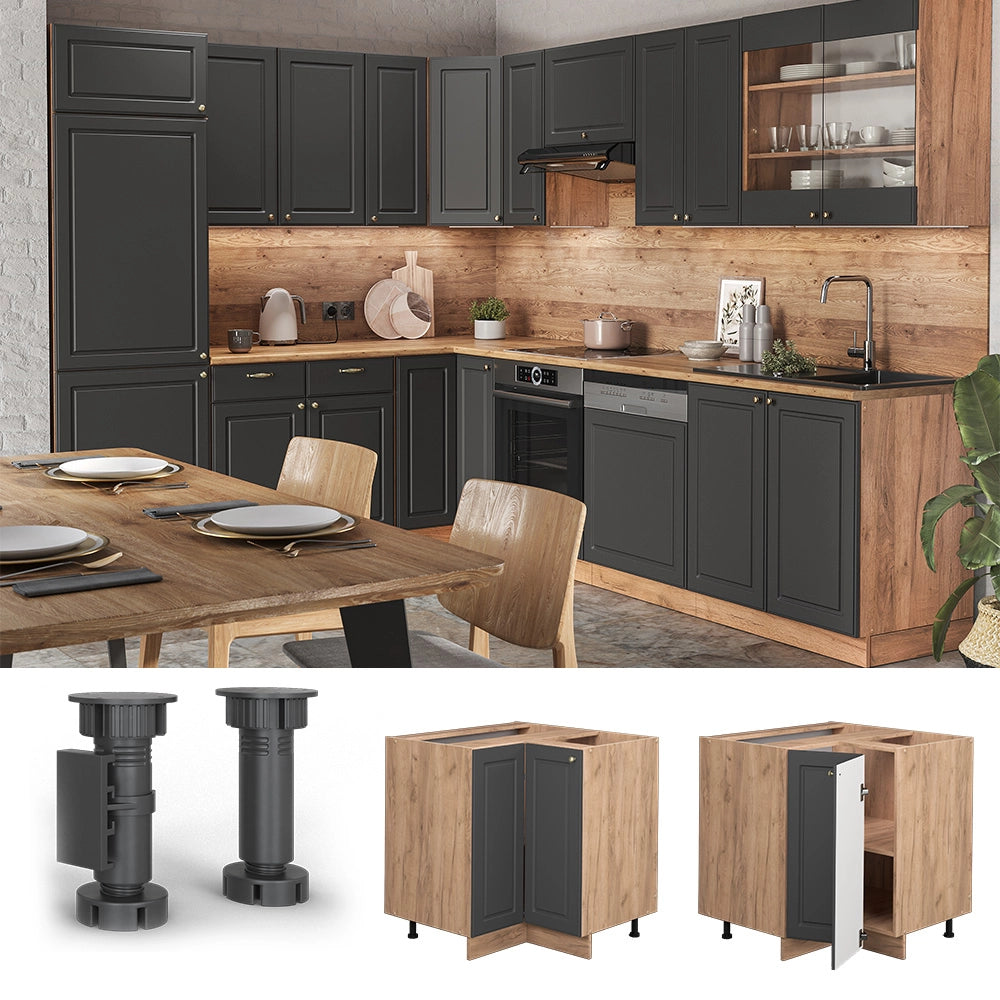 Mobile ad angolo cucina Fame-Line Antracite-oro/Rovere dorato 80.5 cm, PL Marmo Vicco