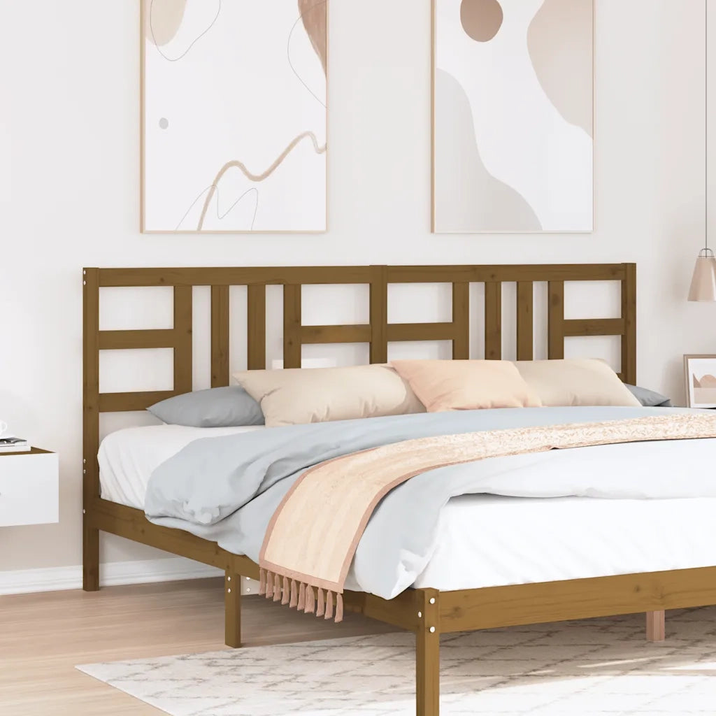 Testiera per Letto Miele 206x4x100 cm in Legno Massello di Pino