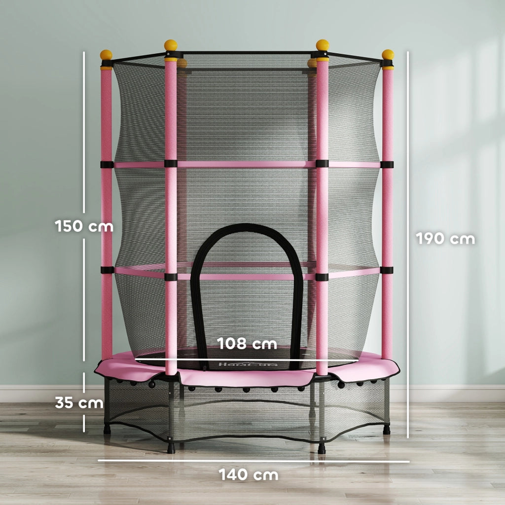 Trampolino per Bambini ?140 cm con Rete di Sicurezza ¨C Zephmum ¨C Rosa e Nero