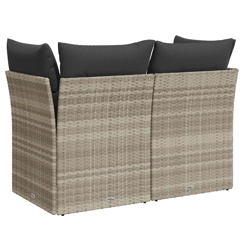 Divano da Giardino con Cuscini 2 Posti Grigio Chiaro Polyrattan 366176