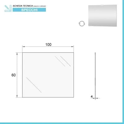 Specchio bagno 100x60 cm reversibile con luce LED naturale