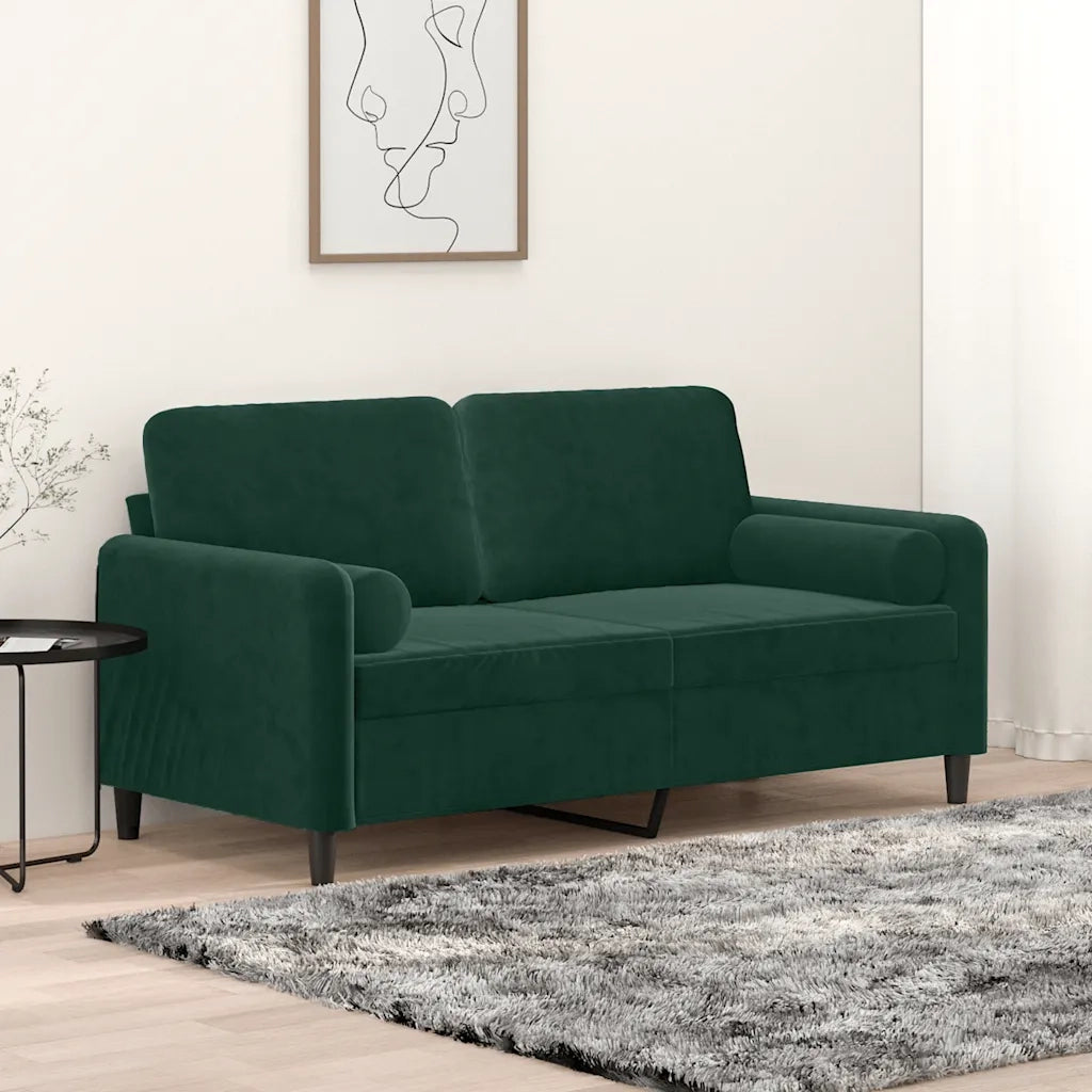 Divano a 2 Posti con Cuscini-Sofa 2 Posti con Cuscini Verde Scuro 140 cm in Velluto 969336