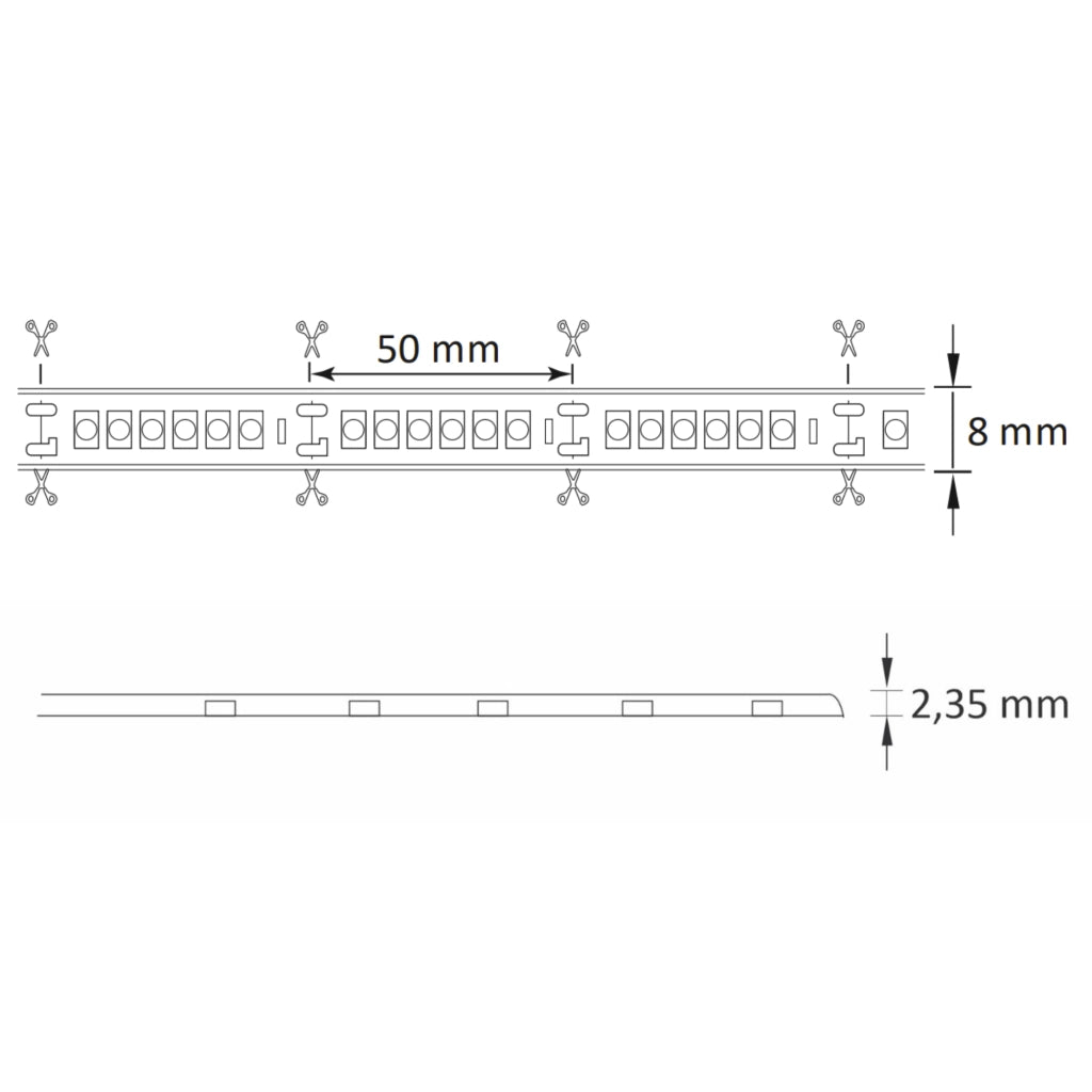 Kit striscia LED 24V 5m IP65 2700K con switch Polux