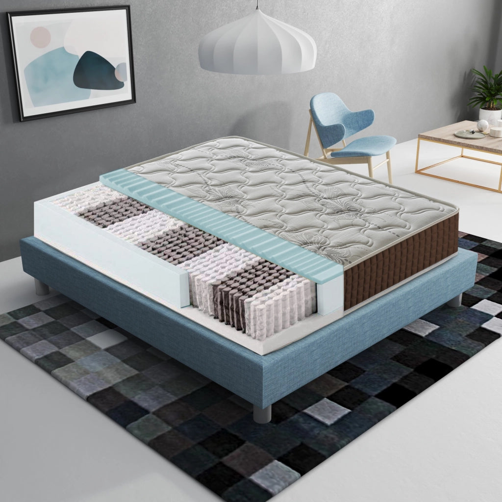 Materasso Singolo 80x190 a molle insacchettate, altezza 23 cm , 3 cm memory foam, ortopedico, 800 molle insacchettate, zone di comfort