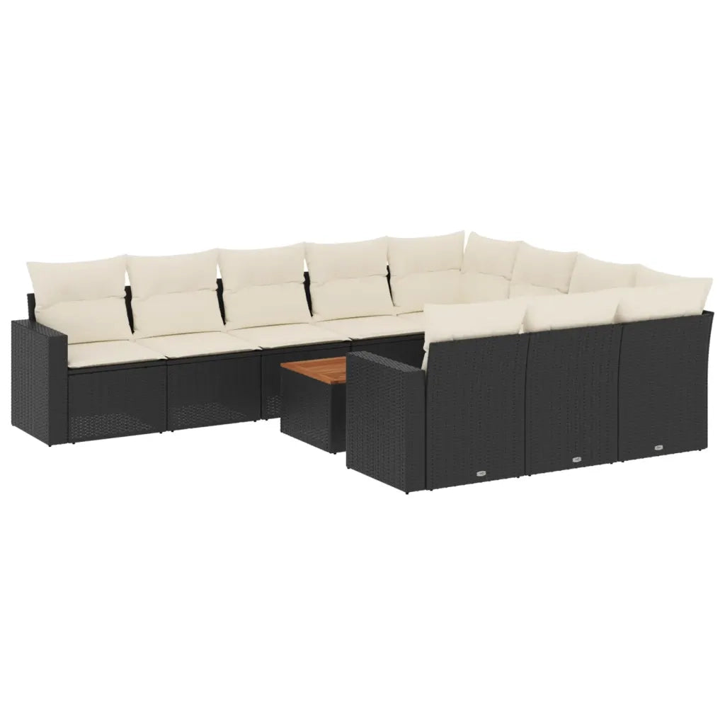 Set Divani da Giardino 11 pz con Cuscini in Polyrattan Nero 3256630