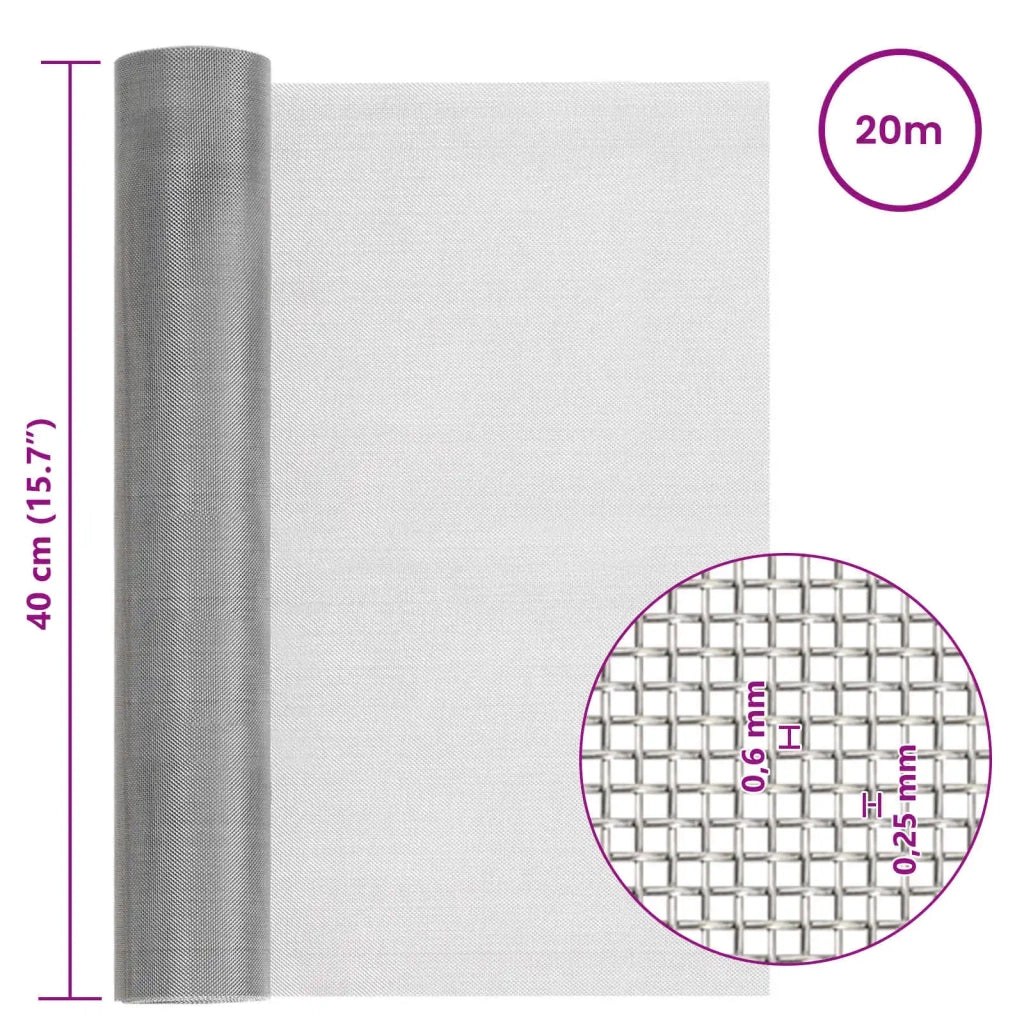Rete per schermatura 40 x 2000 cm 30 Mesh Argento 42039550