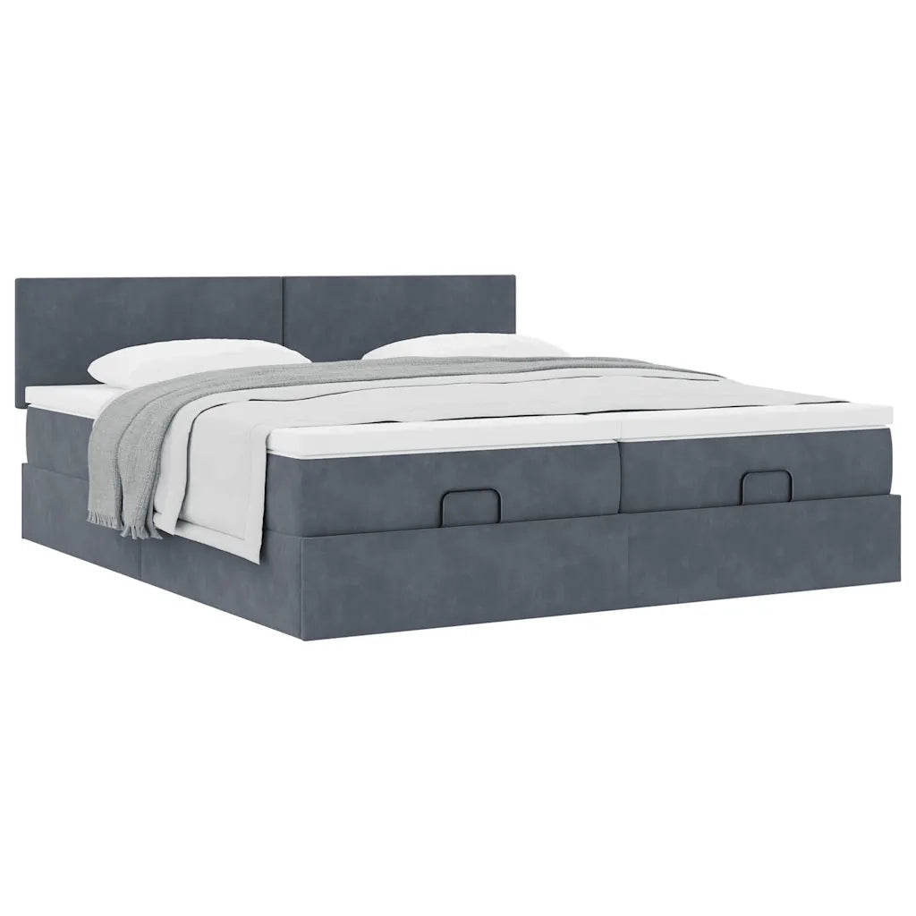Struttura Letto Pouf con Materassi 180x200 cm Velluto