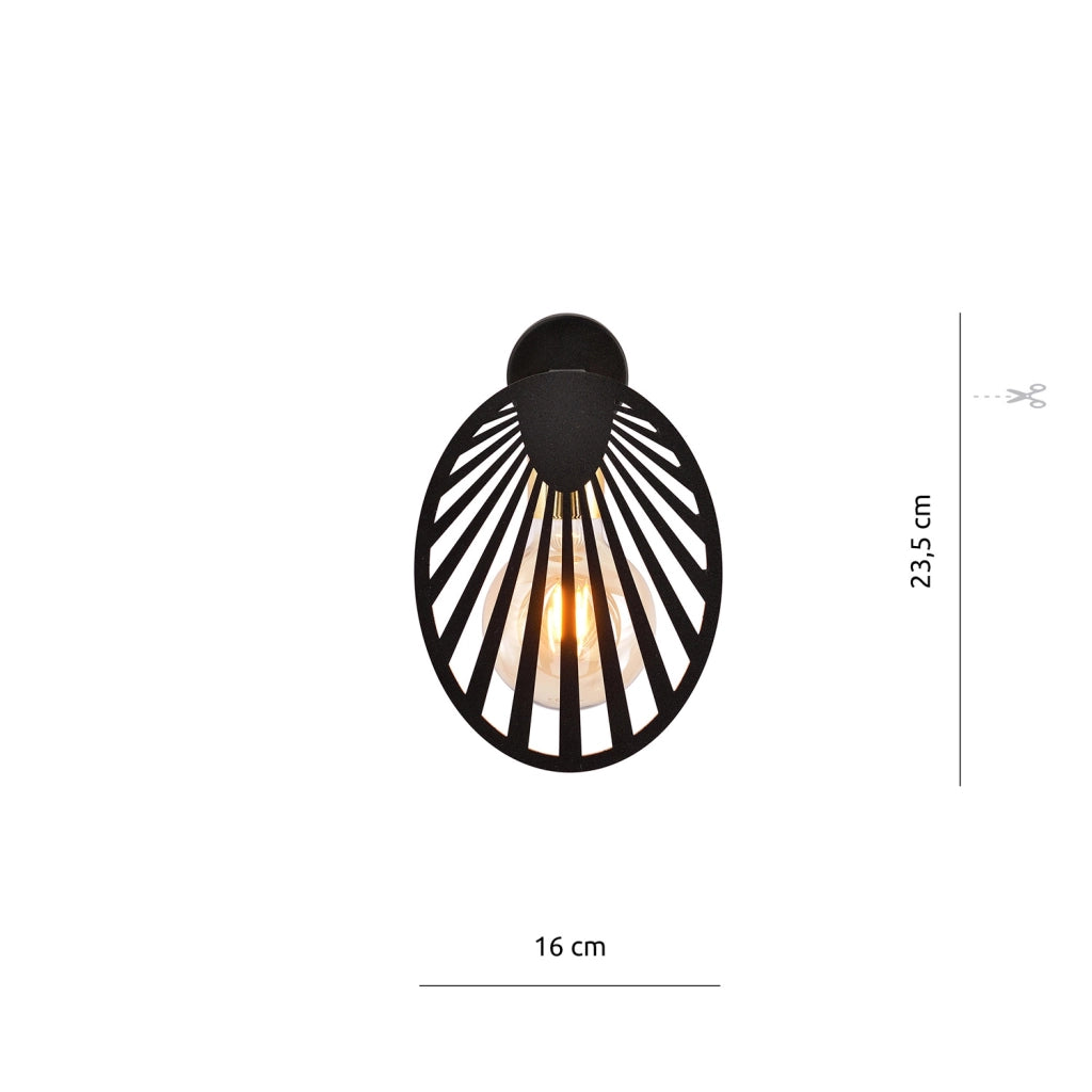 Applique Contemporanea 1 Luce Lira In Acciaio Nero E Oro