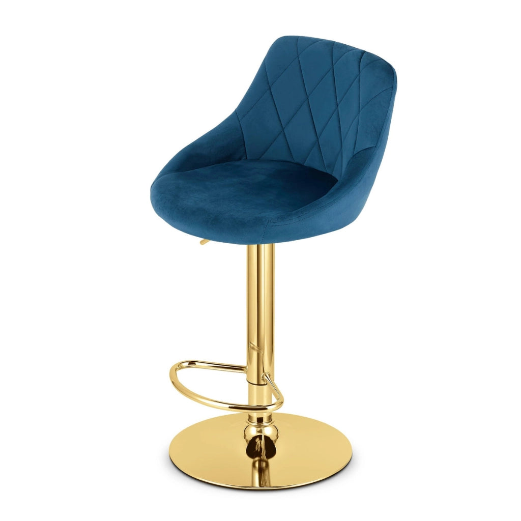 Set di 2 sgabelli bar Kast in velluto blu e oro