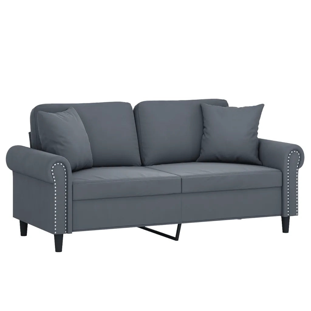 Divano a 2 Posti con Cuscini Grigio Scuro 140 cm in Velluto 3200946