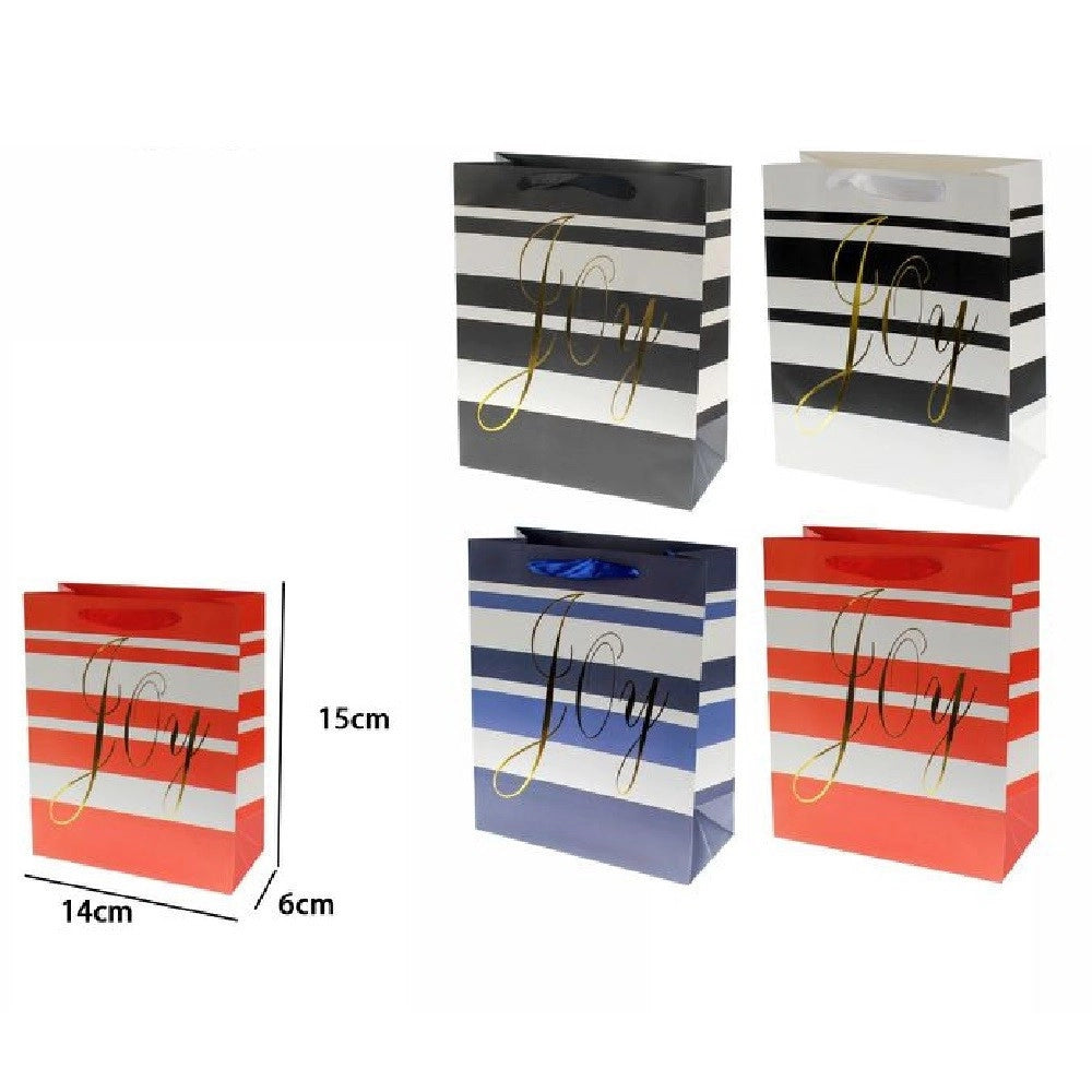 Trade Shop - Set 3pz Buste Busta Da Regalo 14x15x6cm Sacchetto Scritta Joy 69957 Vari Colori -