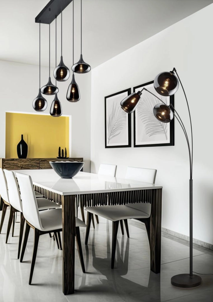 Lampadario Trio Lumina nero 6 luci E14 dimmerabile