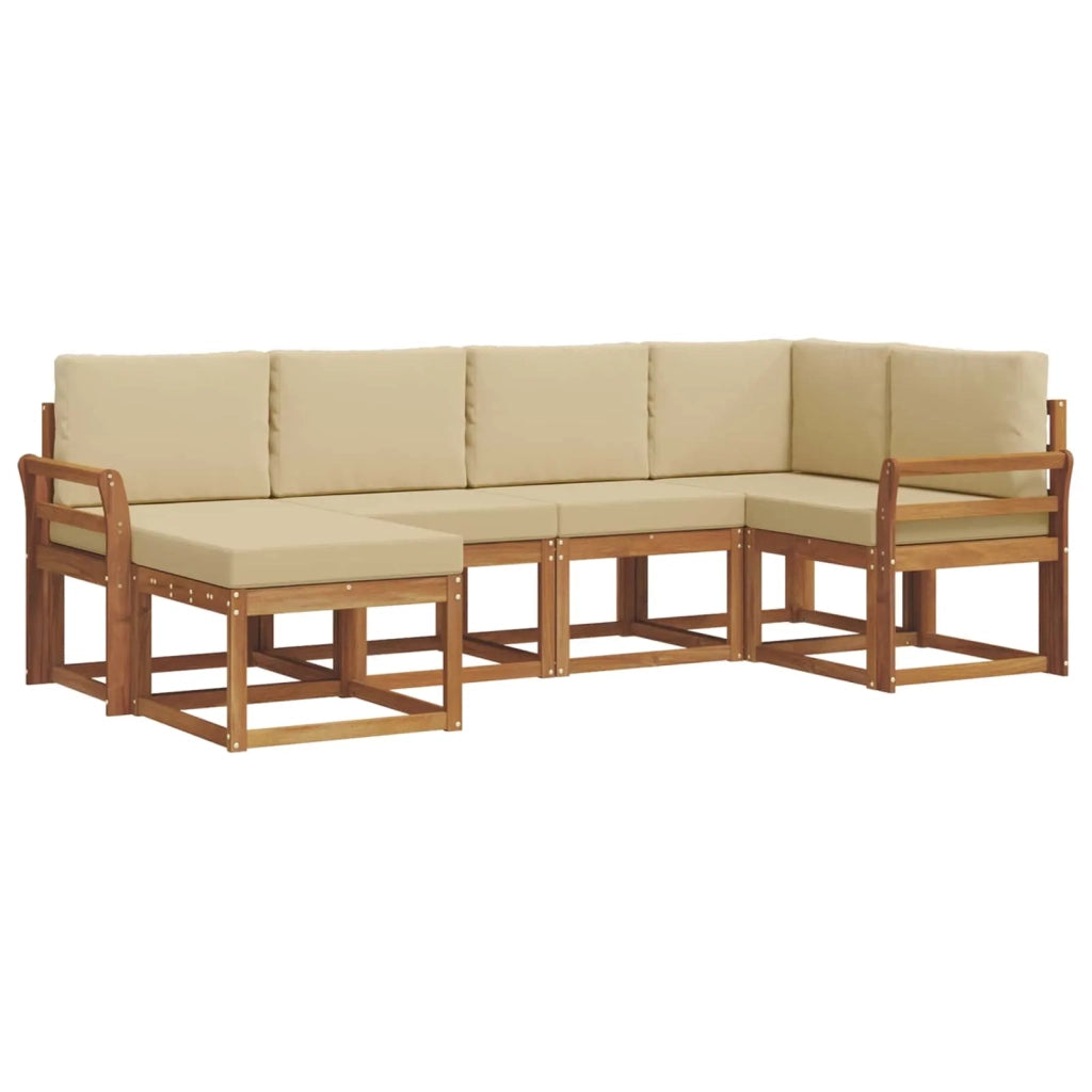 Set di divani da esterno con cuscino 6 pcs Naturale e Beige 3366641