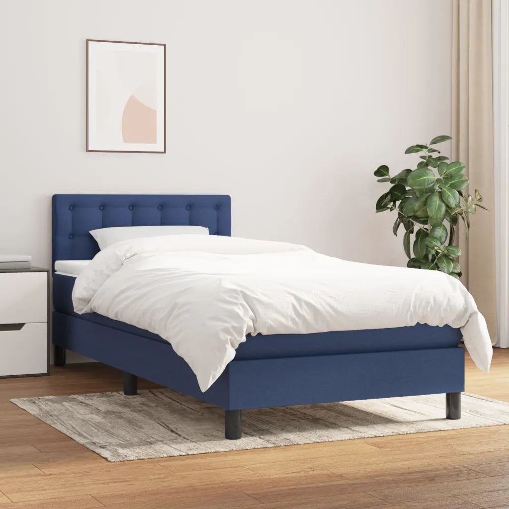 Giroletto a Molle con Materasso-Struttura Letto Blu 90x200 cm inTessuto 488789