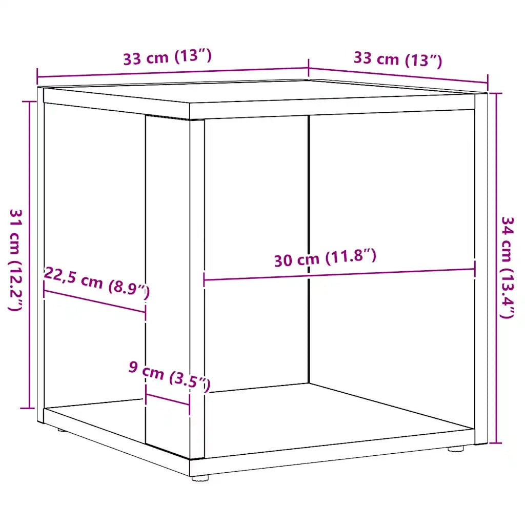 Tavolino da Salotto Rovere Artigianale 33x33x34cm in Truciolato 856717