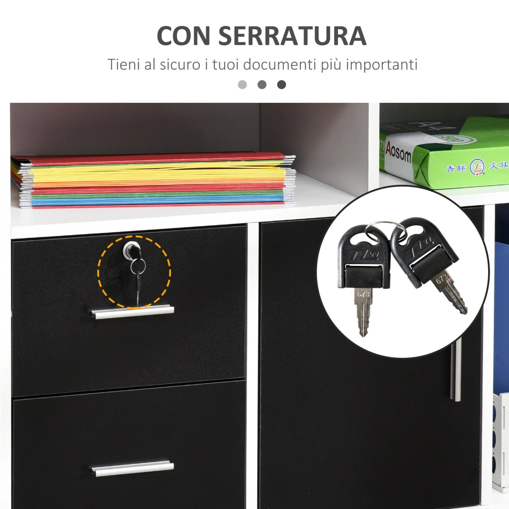 Scrivania con Cassetti ¨C Minimal ¨C Nero e Bianco, 100x35x65cm