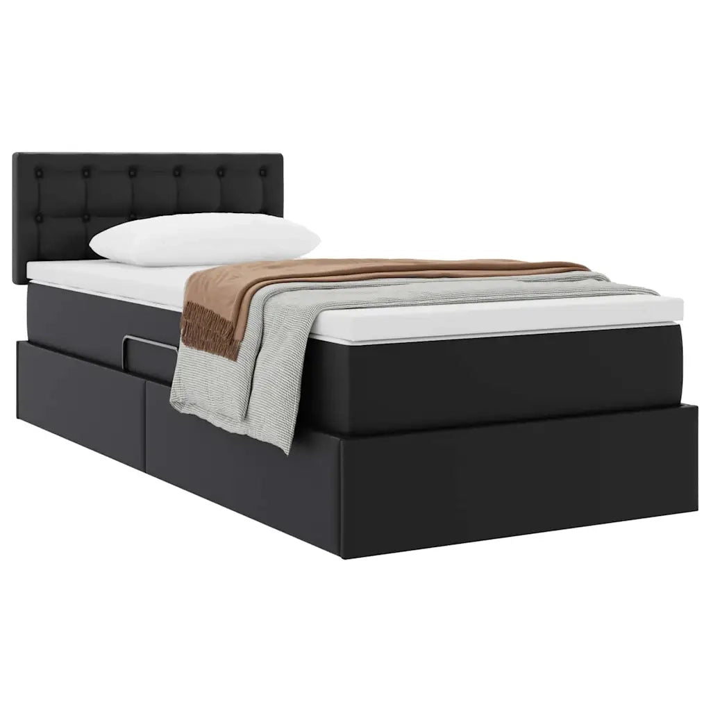 Letto con contenitore e materasso Nero 100 x 200 cm