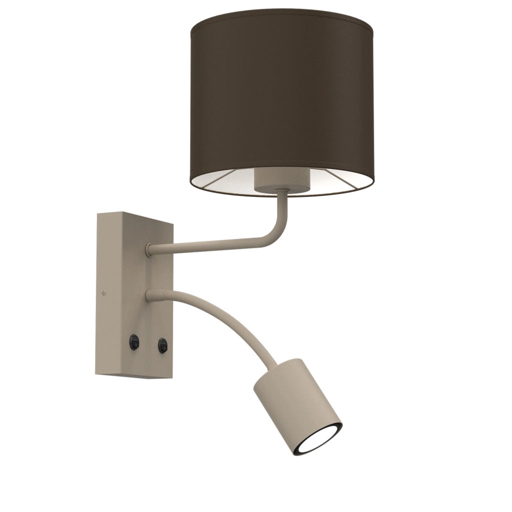 Applique Arden 2 luci beige/marrone in acciaio Luminex