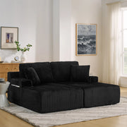 Divano Letto 2 Posti Relax ¨C MINIMAL ¨C Nero, Tessuto a Coste, con Cuscini