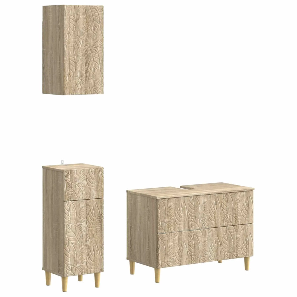 Set di armadietti da bagno in 3 pezzi DELFT Rovere Sonoma 3417785