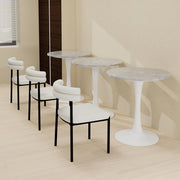 Tavolino rotondo moderno 77;5 cm in marmo artificiale grigio e bianco